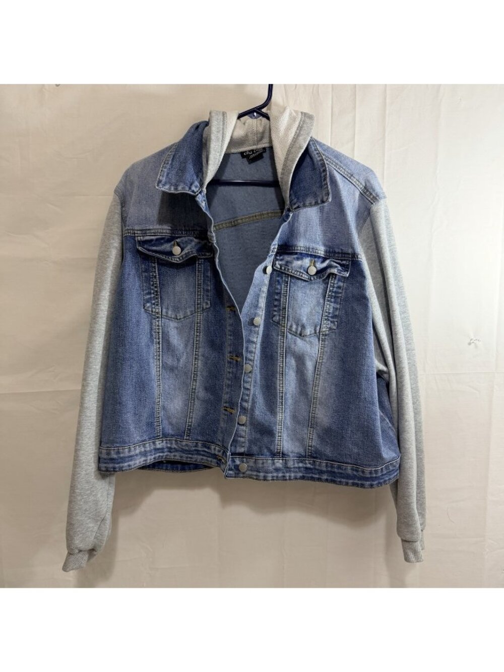 City Chic Womens Hoodie Sleeve Denim Jean Jacket XXL/24